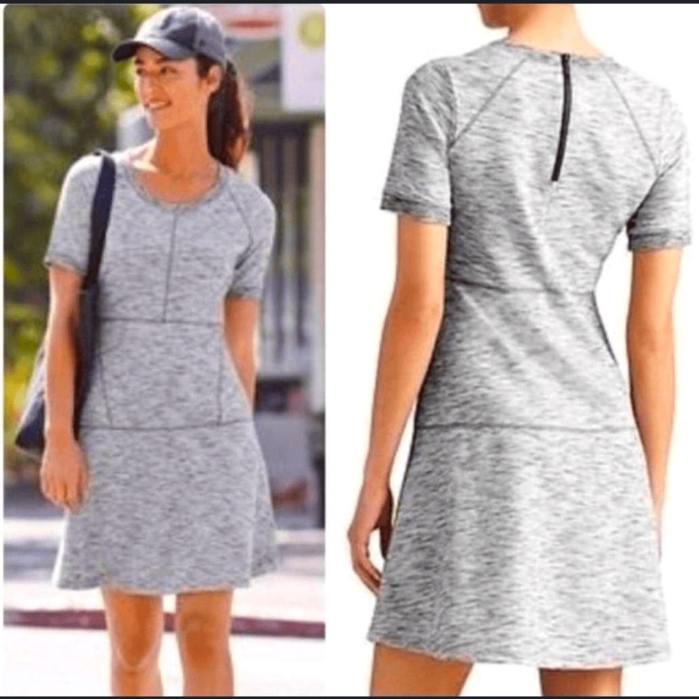 Like New! Athleta Textured En Route Dress Grey Heather, Sz XXS, Midi Length